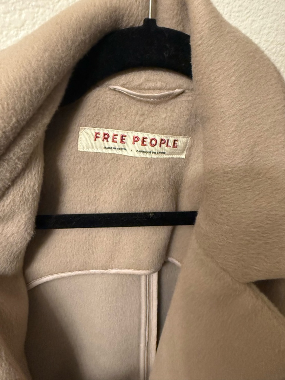 Free People Double-Breasted Beige/Tan Pea Coat - Picture 3 of 7